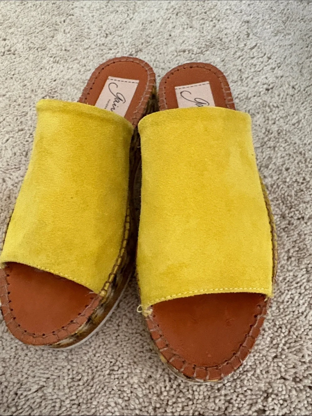 Gaimo Yellow Suede Espadrille Slide Sandals